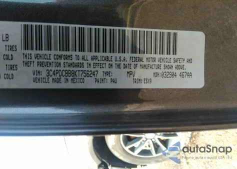 2019 Dodge Journey Se from USA, damaged, VIN 3C4PDCBB8KT756247